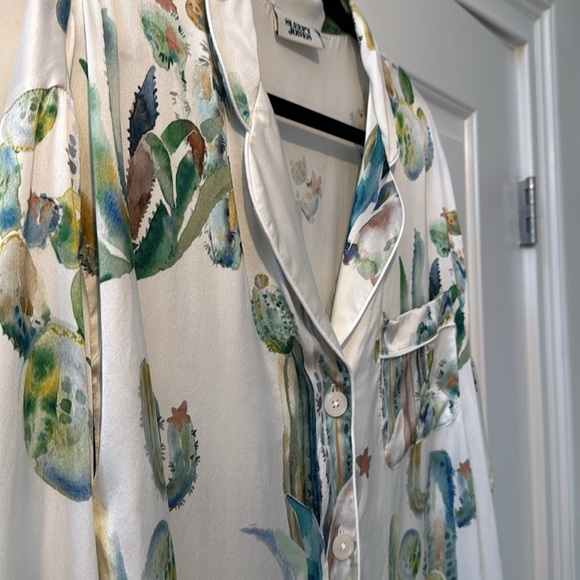 Washable Silk Marina Pajama Set in Cacti Watercolor - Picture 6 of 13